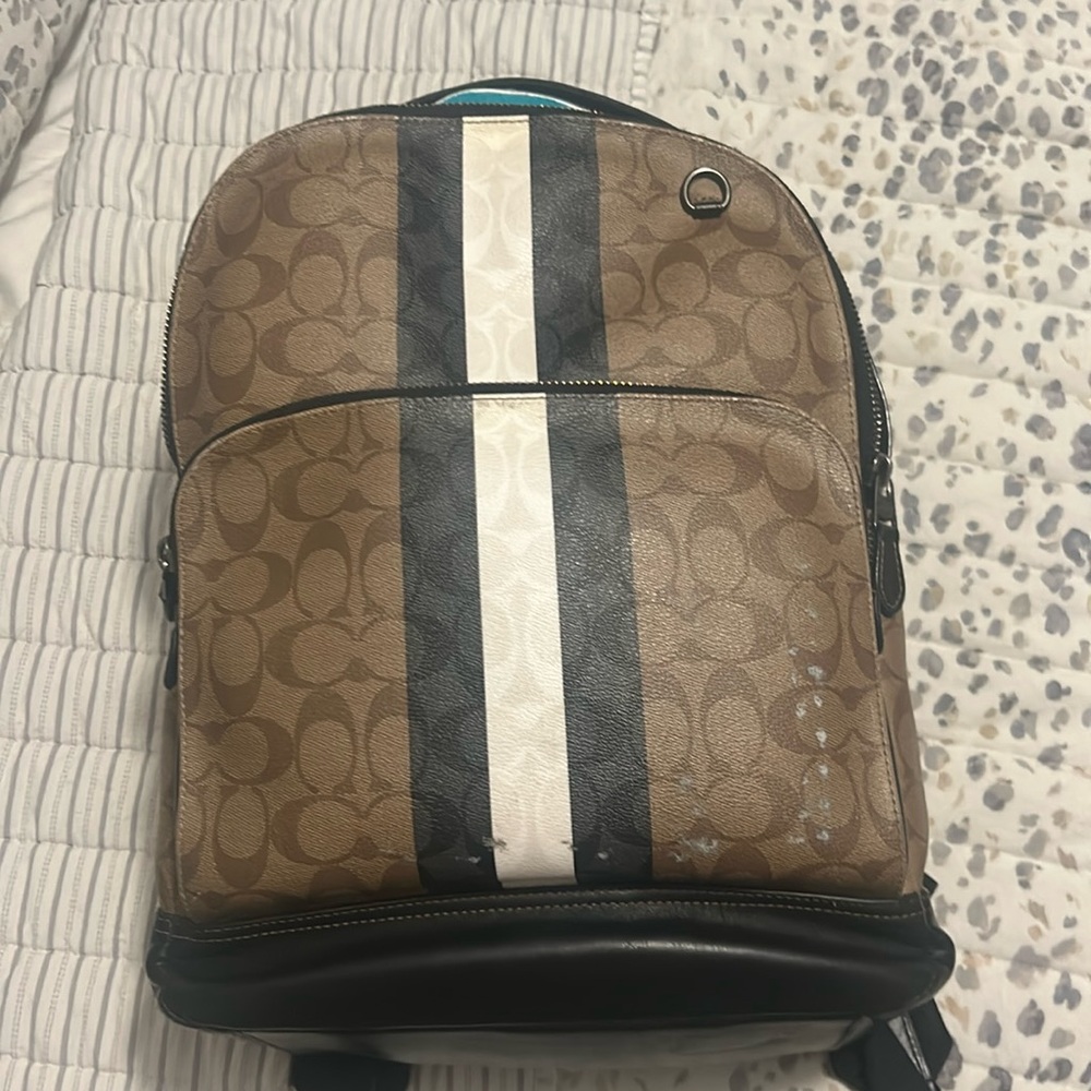 Coach Graham Backpack In Blocked Signature Canvas Varsity Stripe Bag, used once.